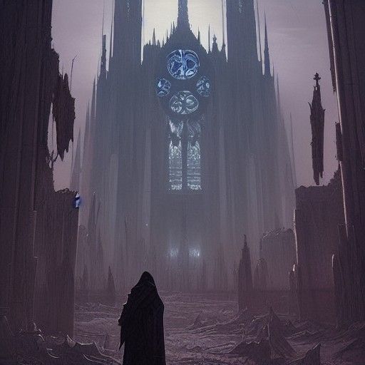 Sinister Cathedral on Desolate Wasteland