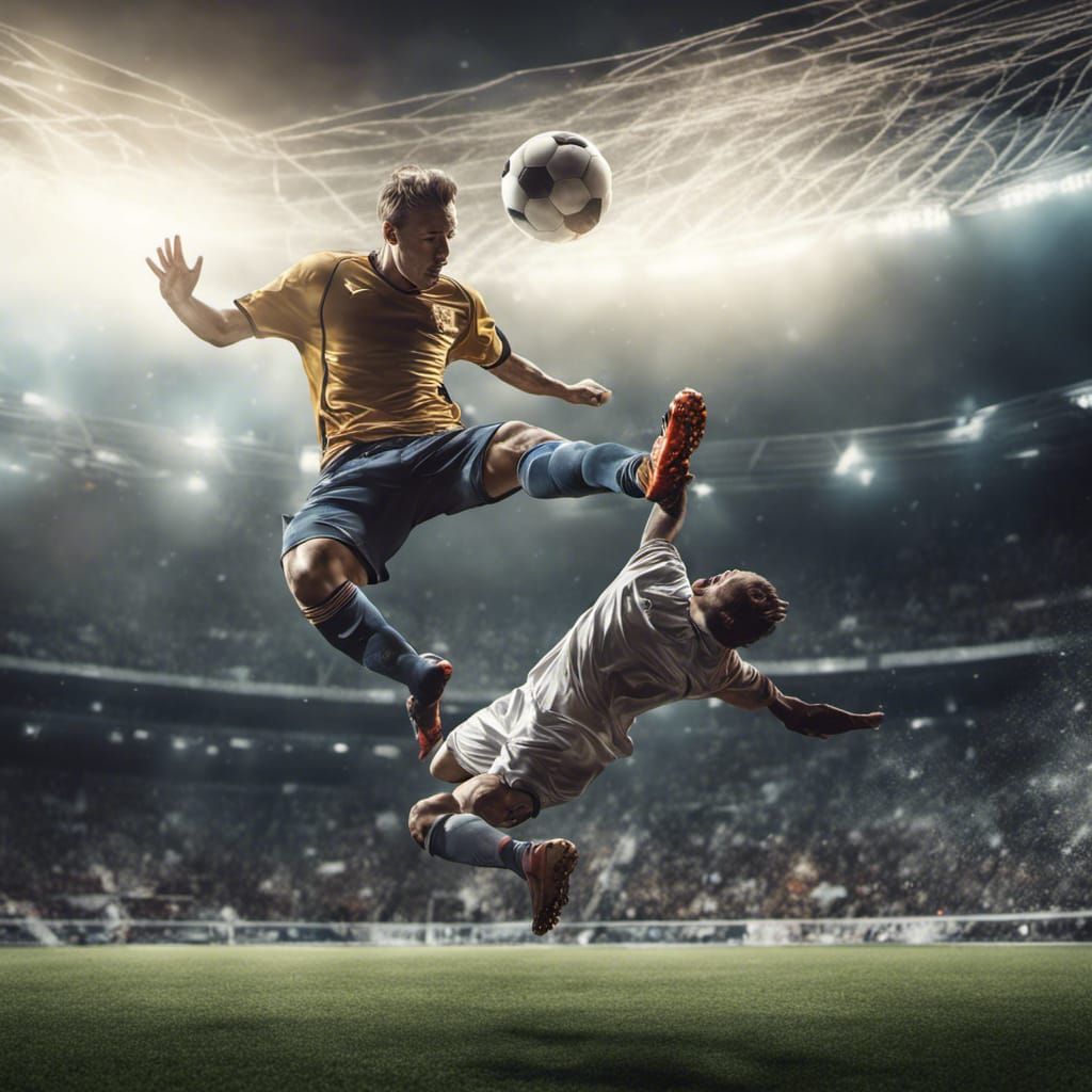 Soccer Player Scores Goal with Bicycle Kick