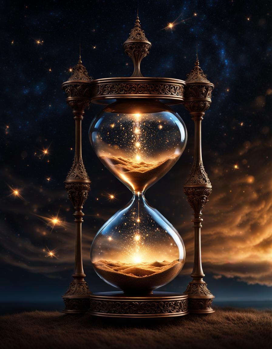 Hourglass of Falling Stars with Dawn Rays