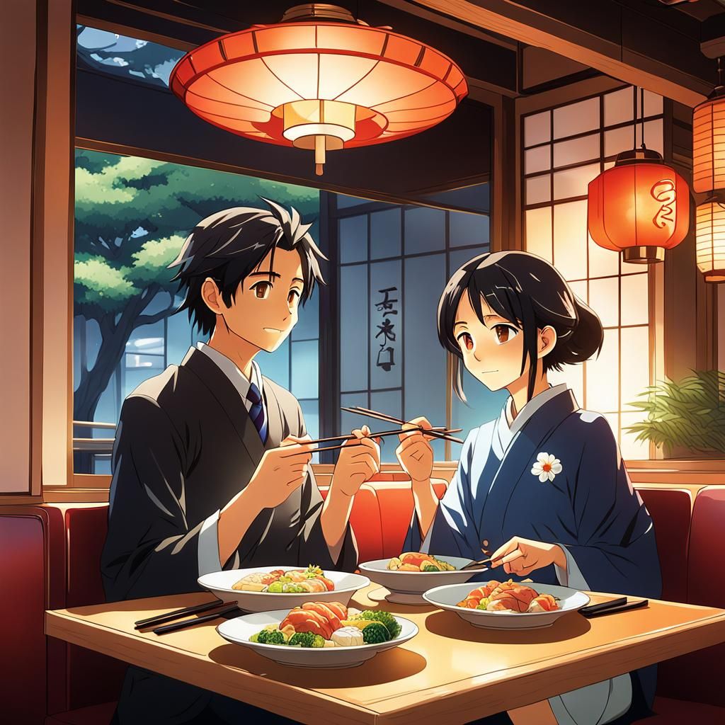 Lunch Break at Japanese Restaurant in Ghibli Style