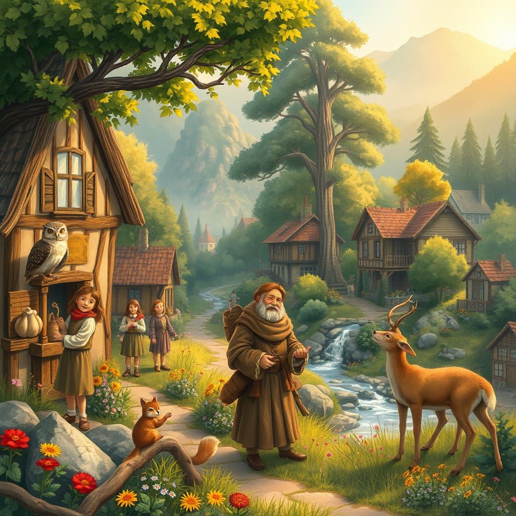 Serene Village in Harmony with Nature