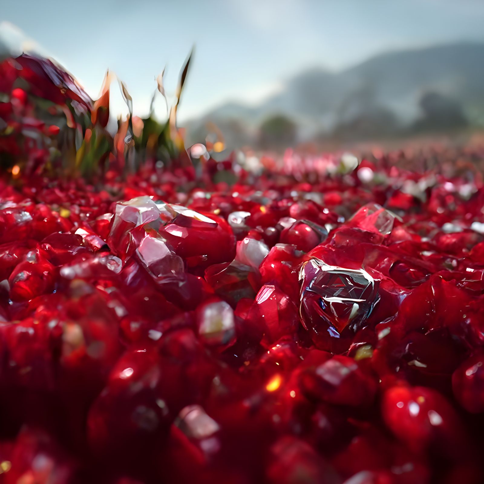 Ruby Gemstone Field: Hyperdetailed Digital Art