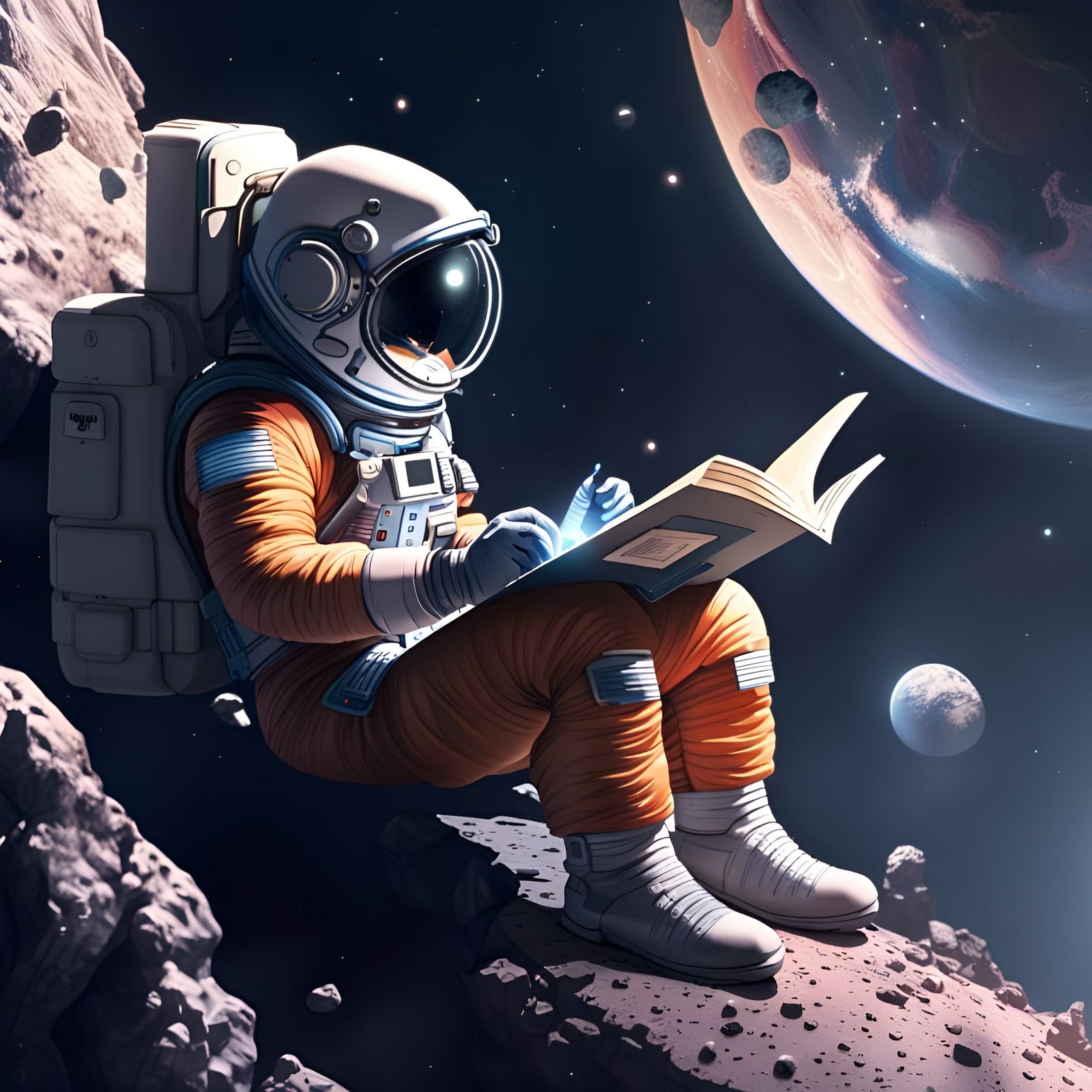 Astronaut Reads Comic on Asteroid in 4K