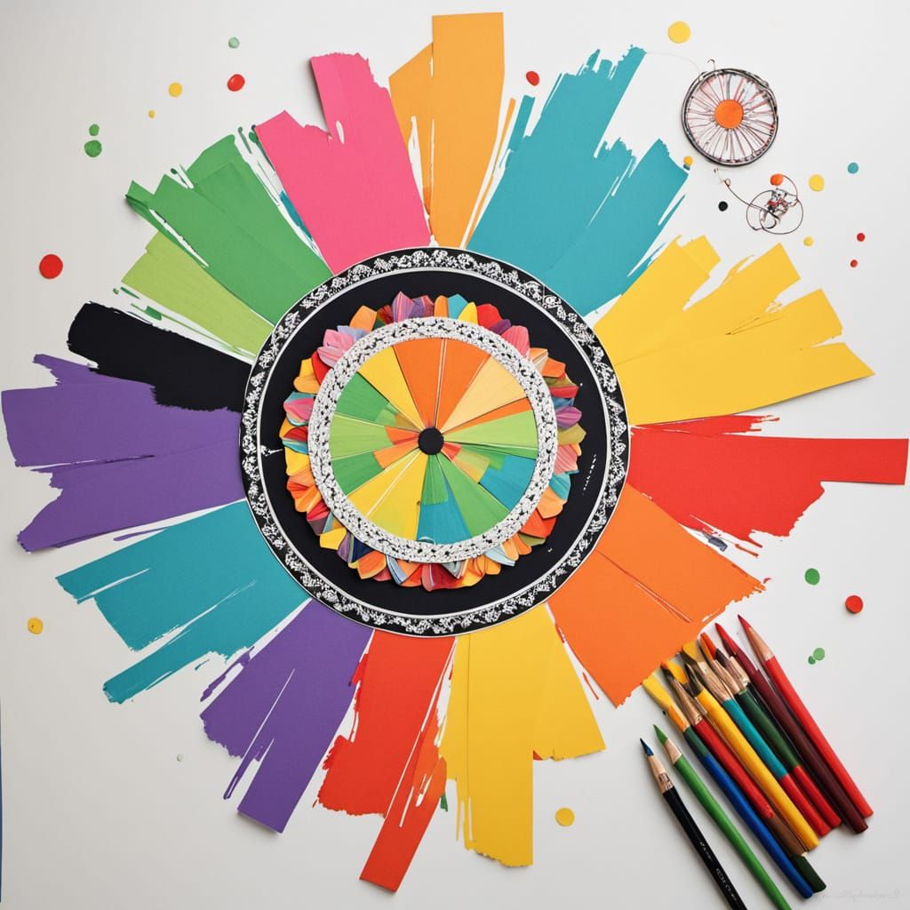 Vibrant Abstract Collage with Unique Colors and Shapes