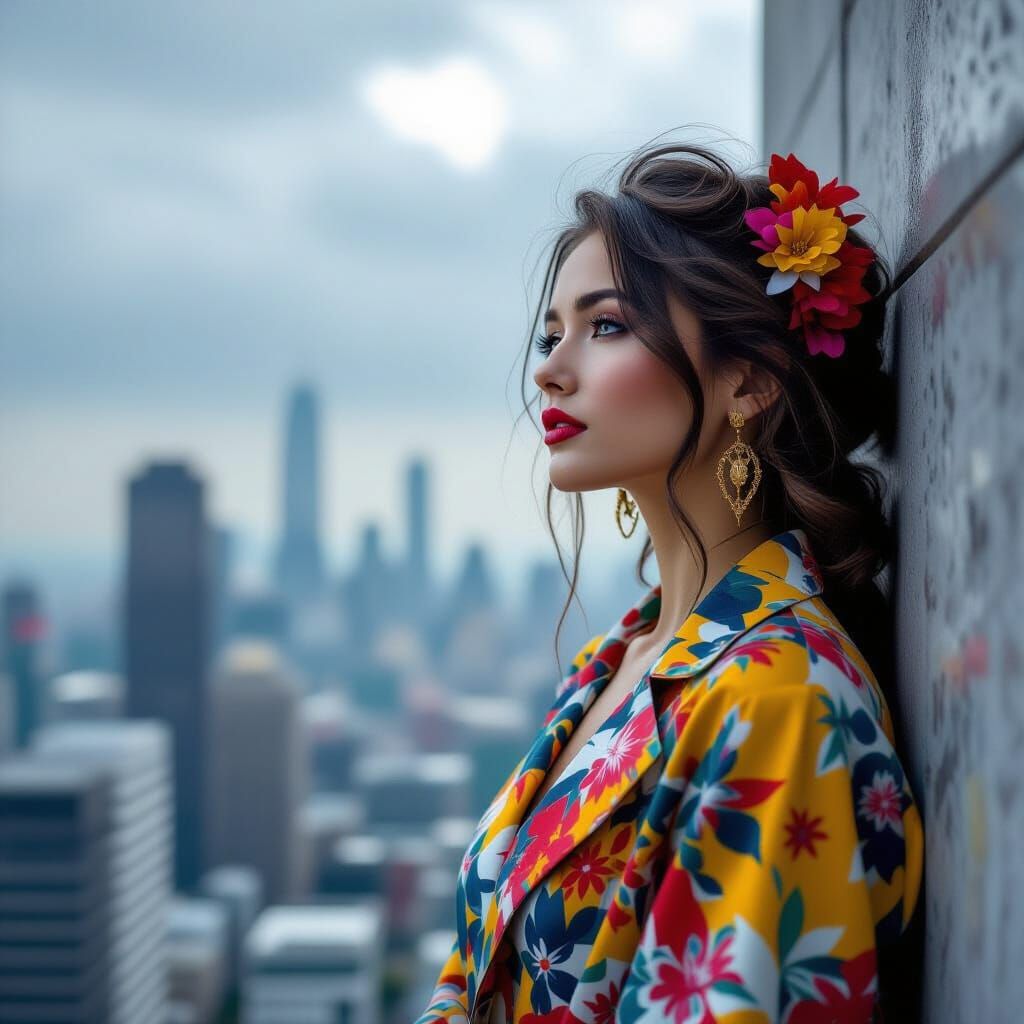 Disillusionment: Woman Gazing at a Faceless City