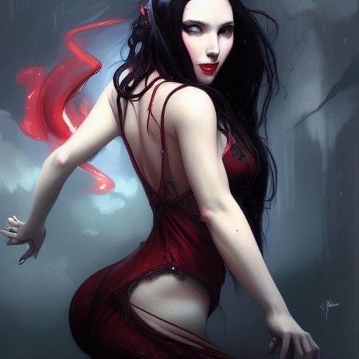 Beautiful Succubus Portrait in Hell Background