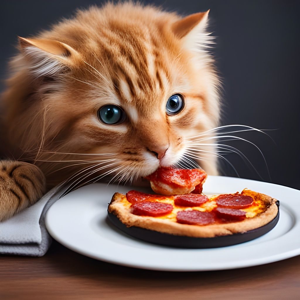 Cat Enjoys Pizza Slice