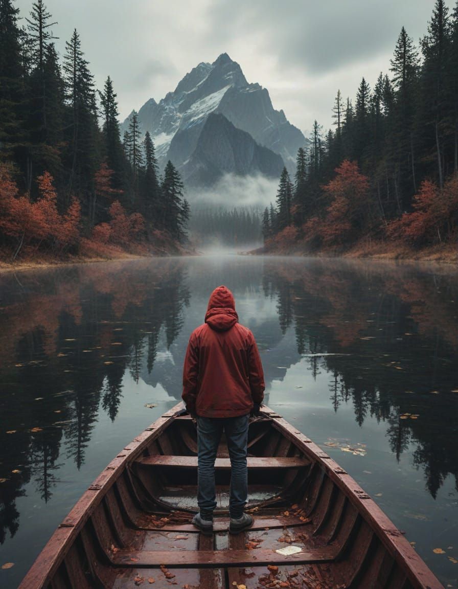 Riverbank Odyssey in a Stormy Landscape