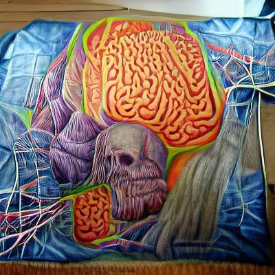 Detailed Brain Painting in Alex Grey Style