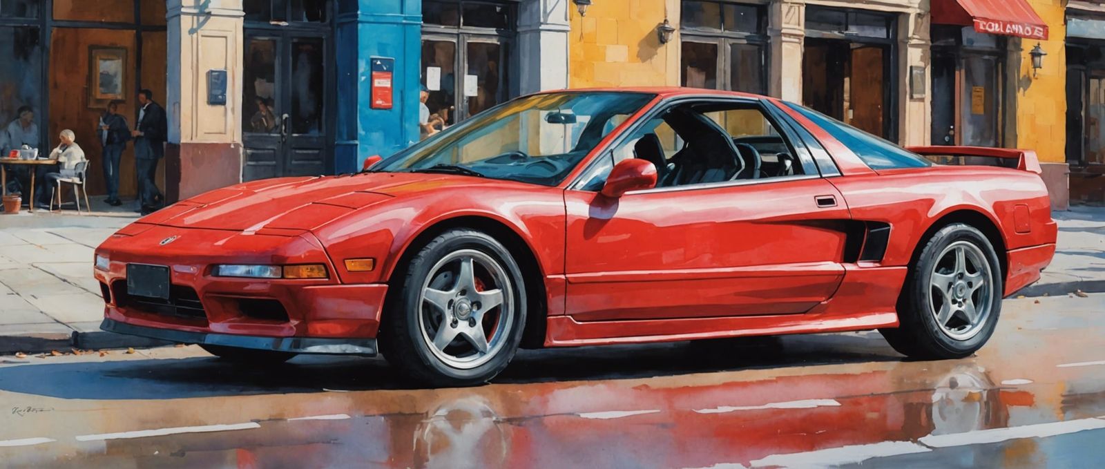 Classic Honda NSX '94 in Gouache Impressionist Style