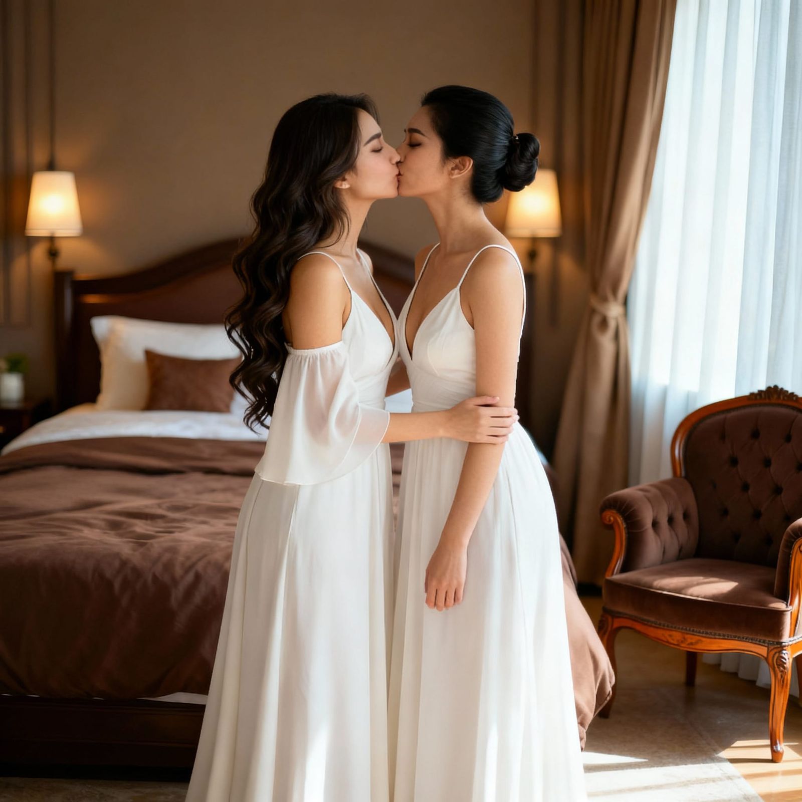 Two Women Sharing an Intimate Kiss