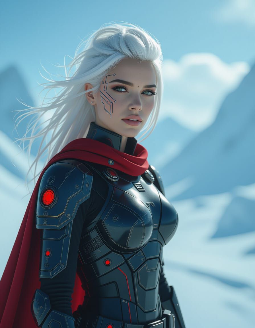 Cyberpunk Portrait of a Woman with Circuitry Tattoo