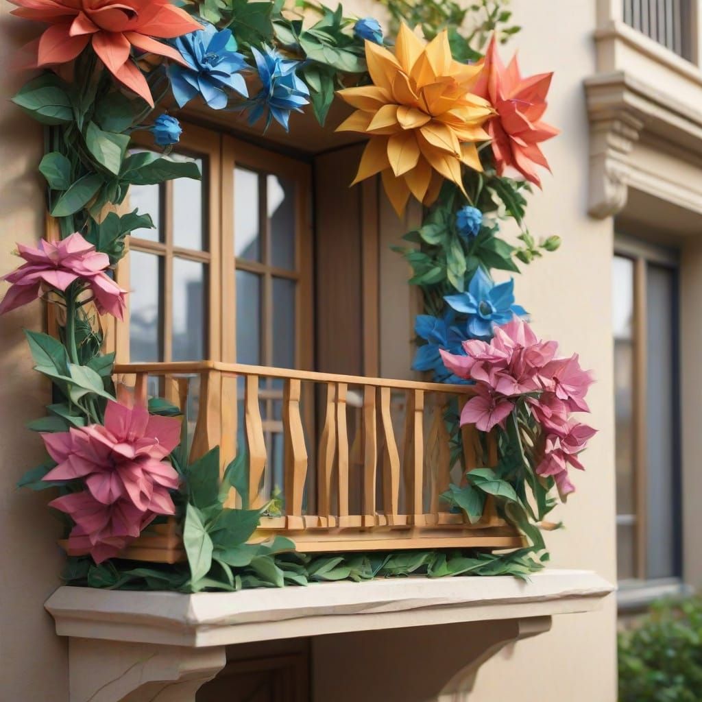 Spectacular Origami Flowered Balcony in Print Effect Colors