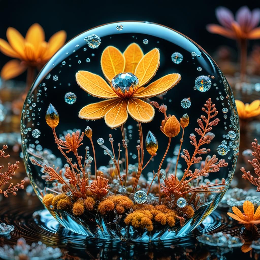 Bioluminescent Autumn Token in Diamond Water Drop