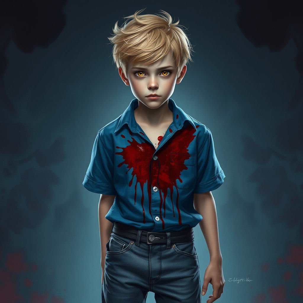 Fantasy Portrait of a Wounded Boy, Detailed Matte Painting