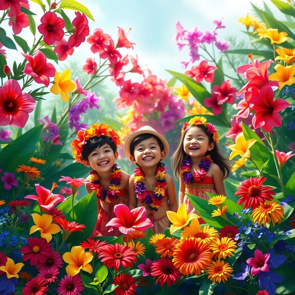 Vibrant Tropical Paradise in Full Bloom