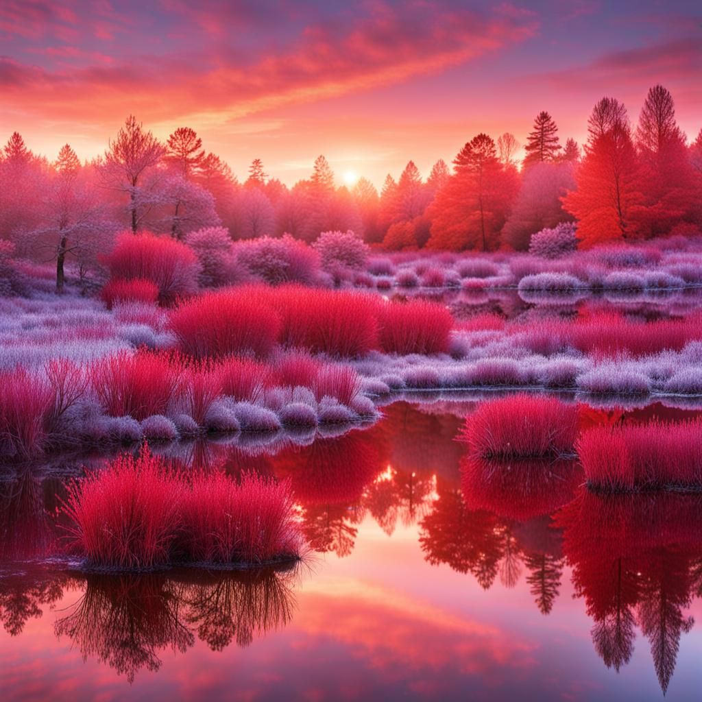 Maine Blueberry Field at Sunrise: High-Resolution Photograph...