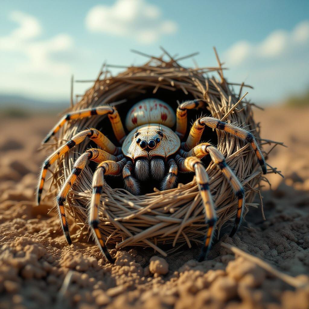Zany Arachnid Nest Cinematic Film Still