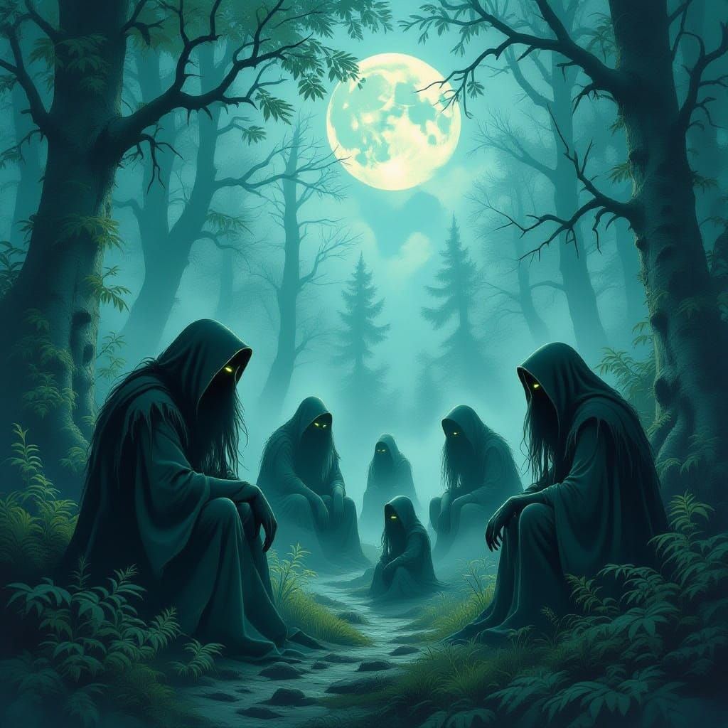 Moonlit Gathering of Whimsical Creatures