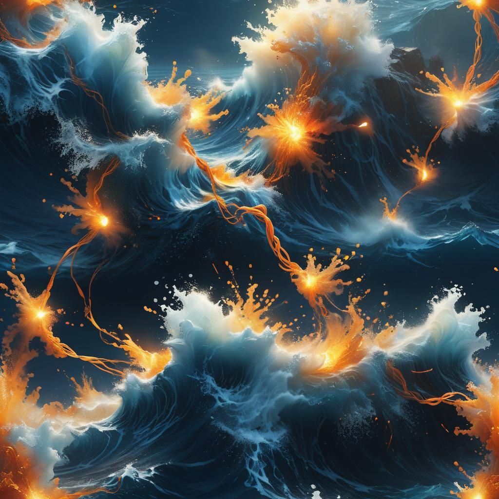 Glowing String Explosion from Ocean Surface