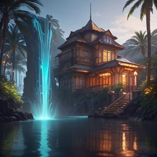 Secluded Island Oasis in Alcohol Ink Style