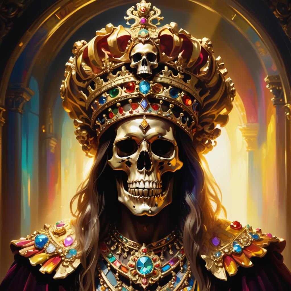 Regal Figure with Skull Crown: Concept Art