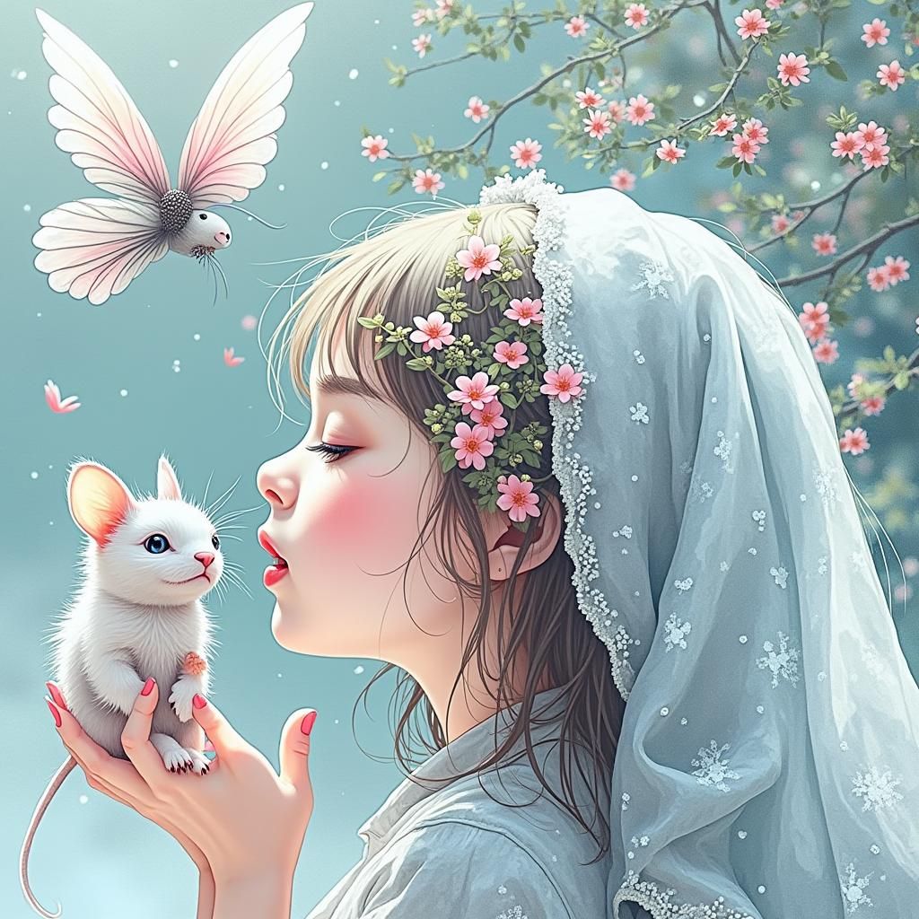 Mint Green Dreamy Background in Digital Art Style