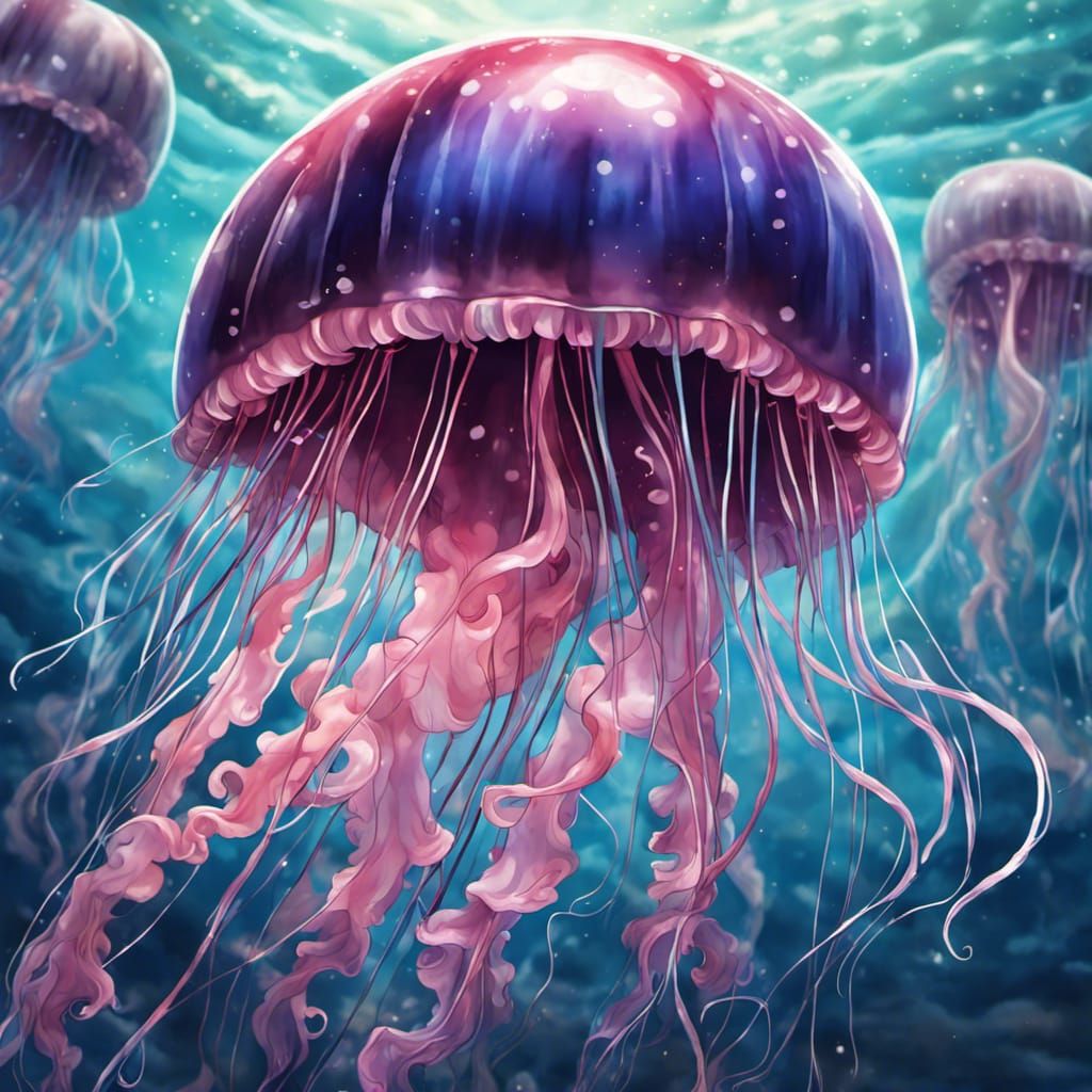 Hyperrealistic Kawaii Jellyfish in Anime Style