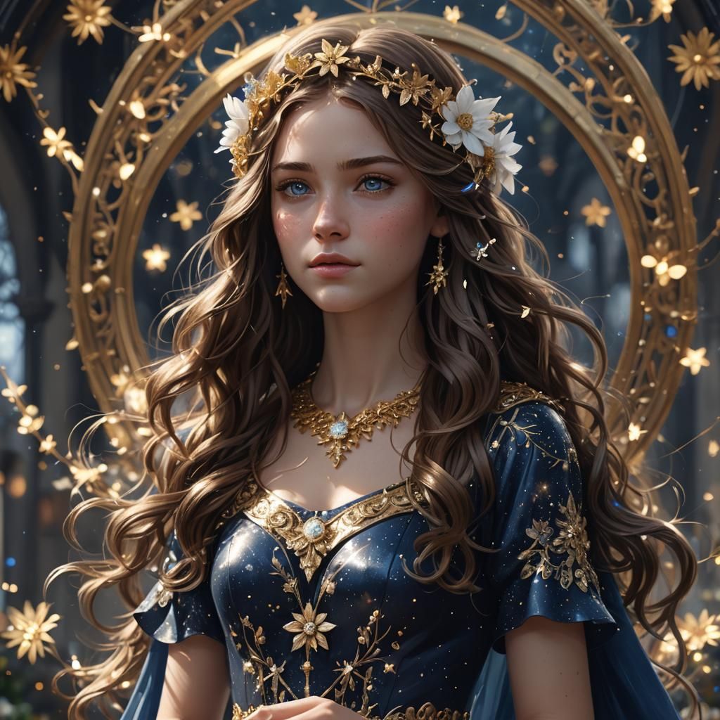 Teenage Girl in Sparkling Dress: Fantasy Art