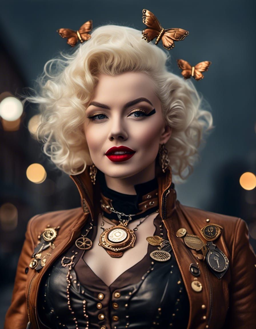 Steampunk Marilyn Portrait with Copper Details