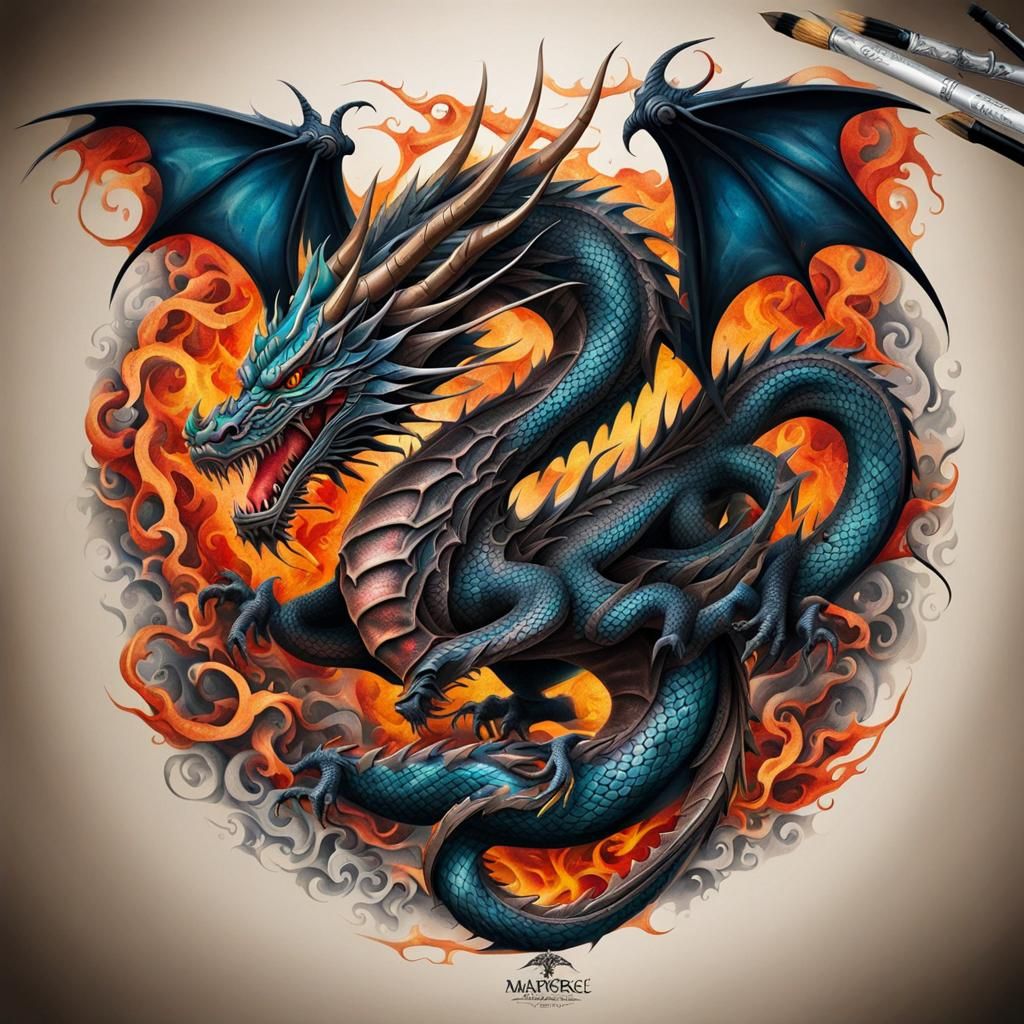 Dragon Tattoo Art: Hyperdetailed Masterpiece