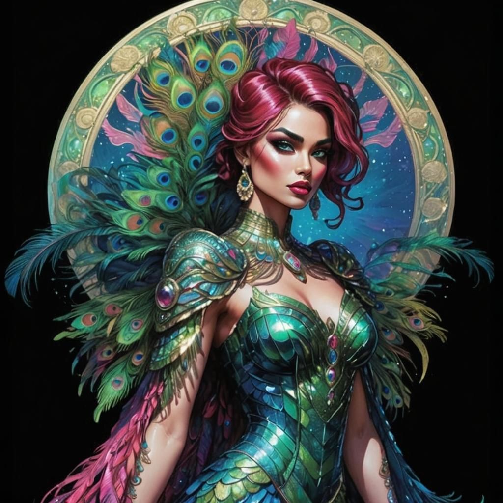 Rainbow Woman Portrait in Vibrant Comic Book Style