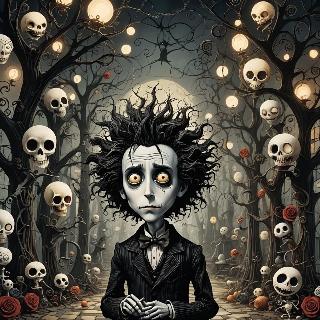 Tim Burton Style Scene with Dynamic Lighting