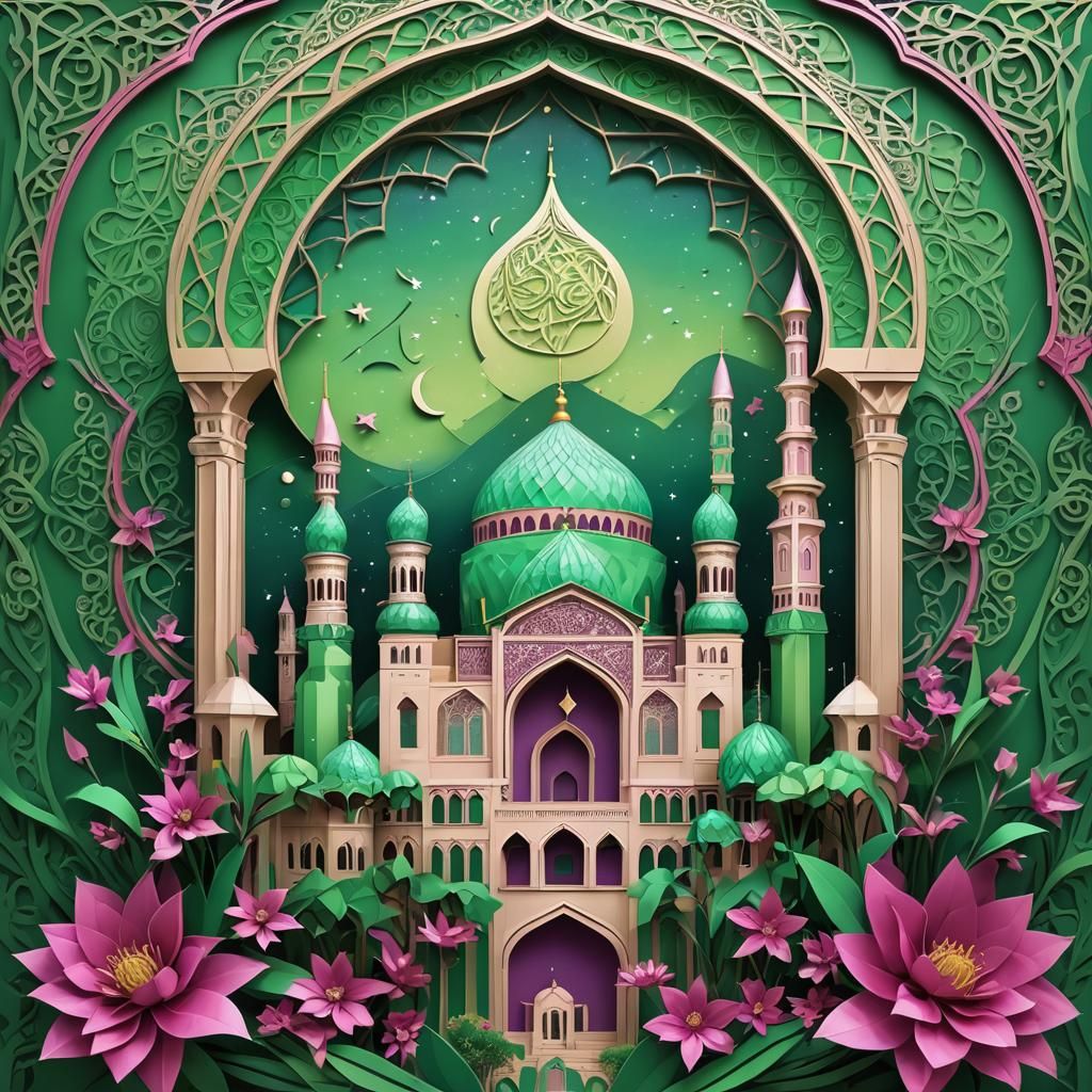 Eid Al-Fitri Masjid in 3D Anime Art Style
