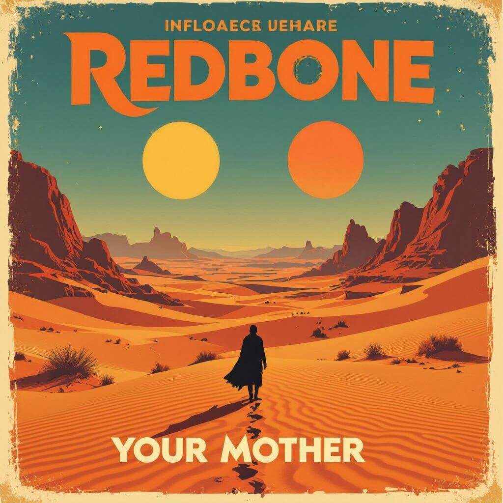 Redbone Album Cover Art in Retro Sci-Fi Style