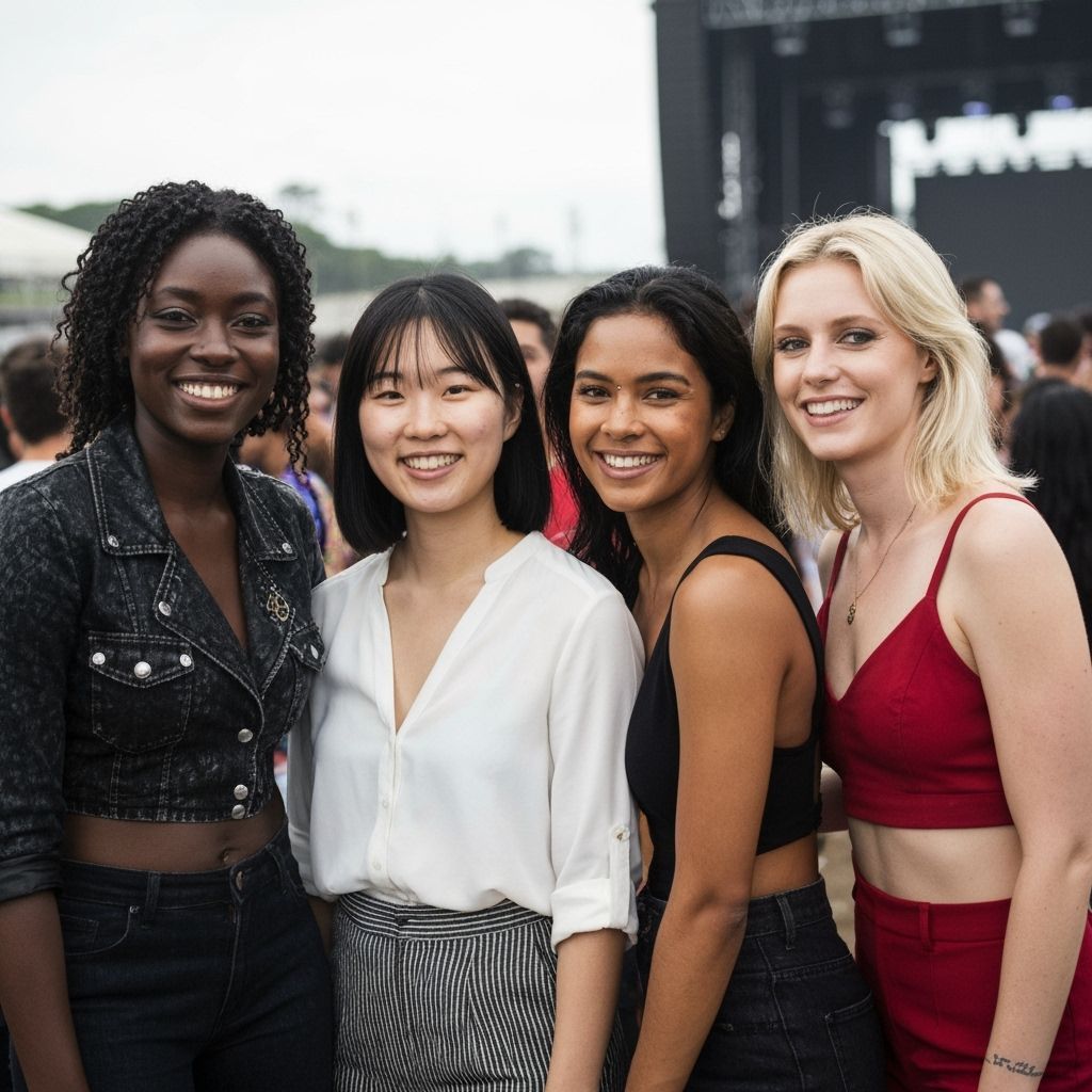Diverse Women at Rock Concert in Brazil