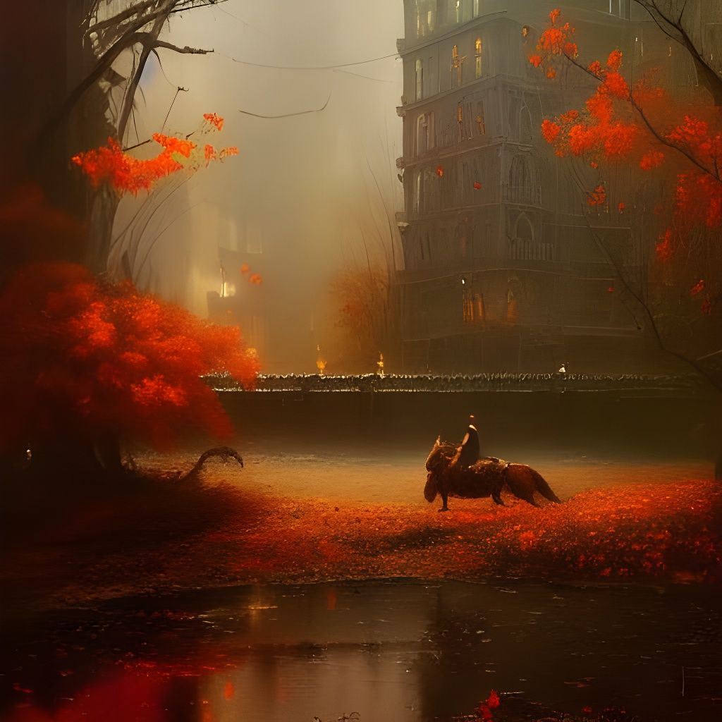Surreal Autumn Childhood Dream in Oil Painting