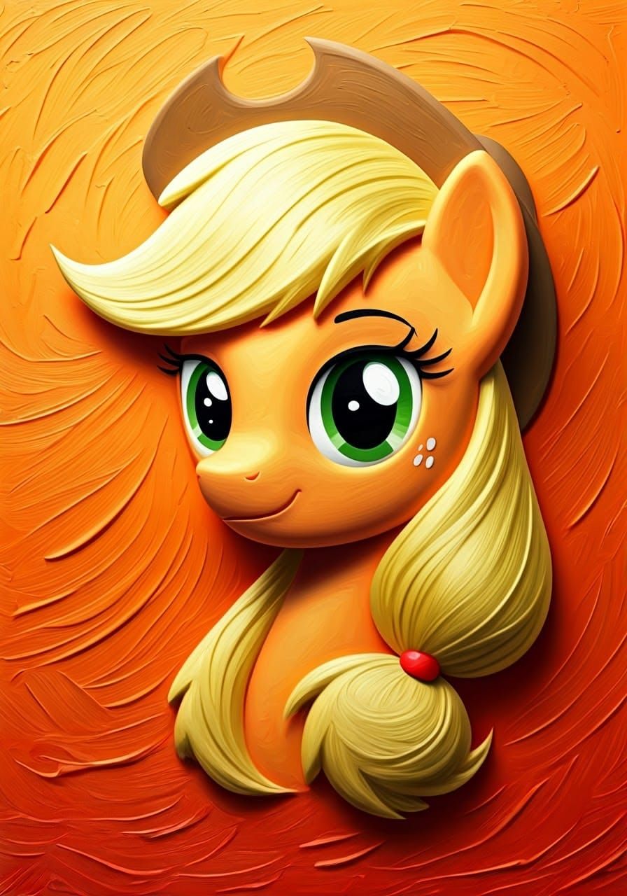 Vibrant Embossed Plaster Portrait of Applejack