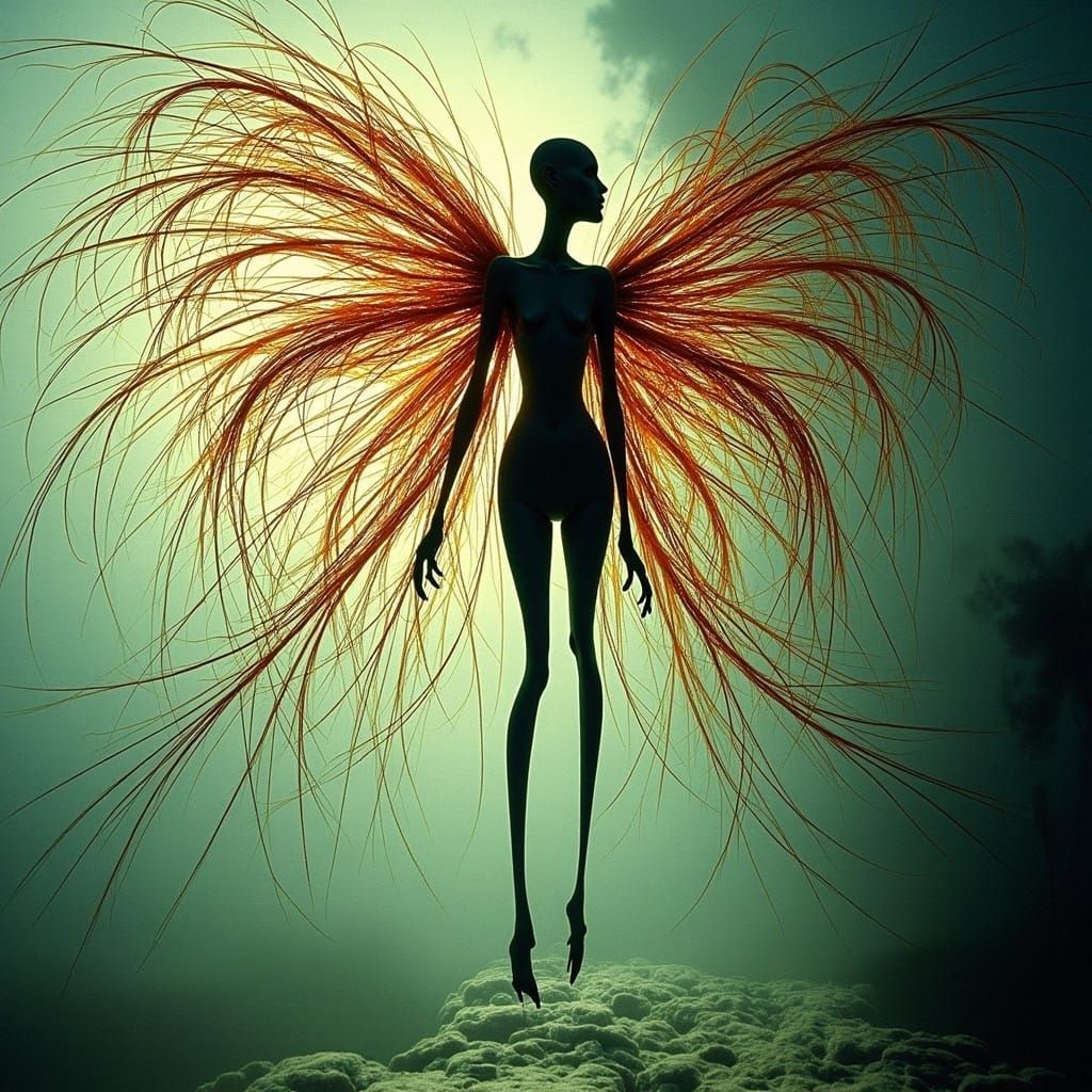 Surreal Veined Wings Postmodern Masterpiece