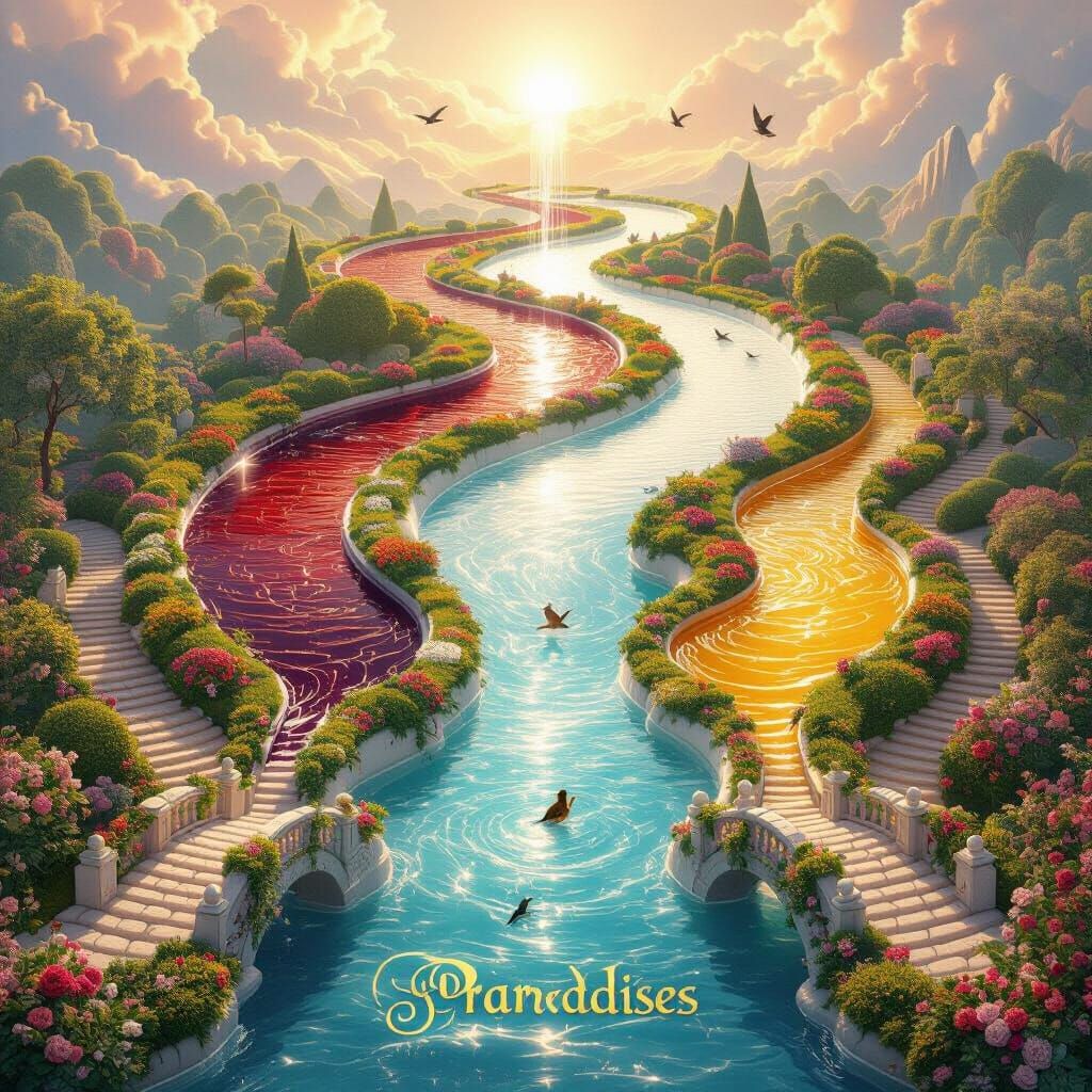 Radiant Spring of Four Blessings in Luminous Gardens