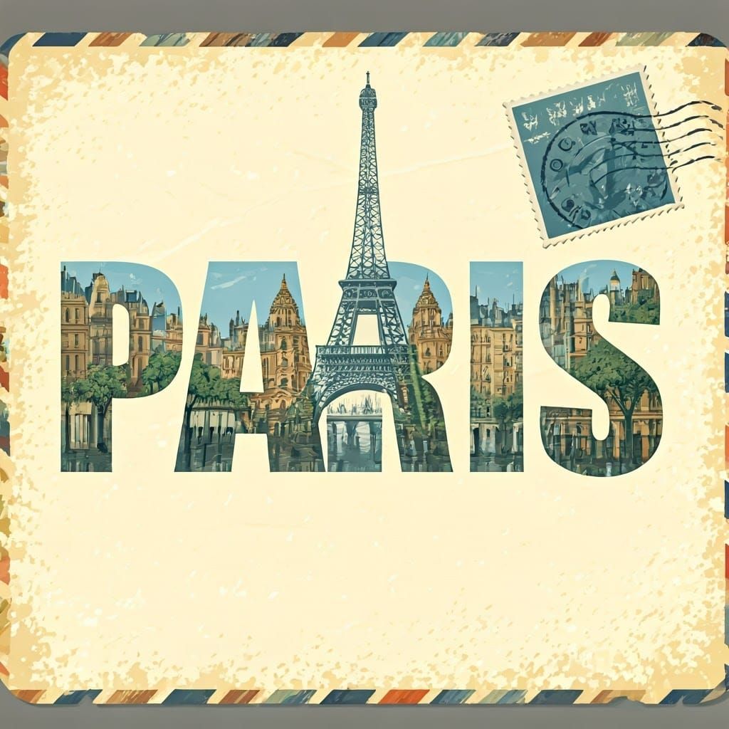 Vintage Paris Postcard in Art Deco Style