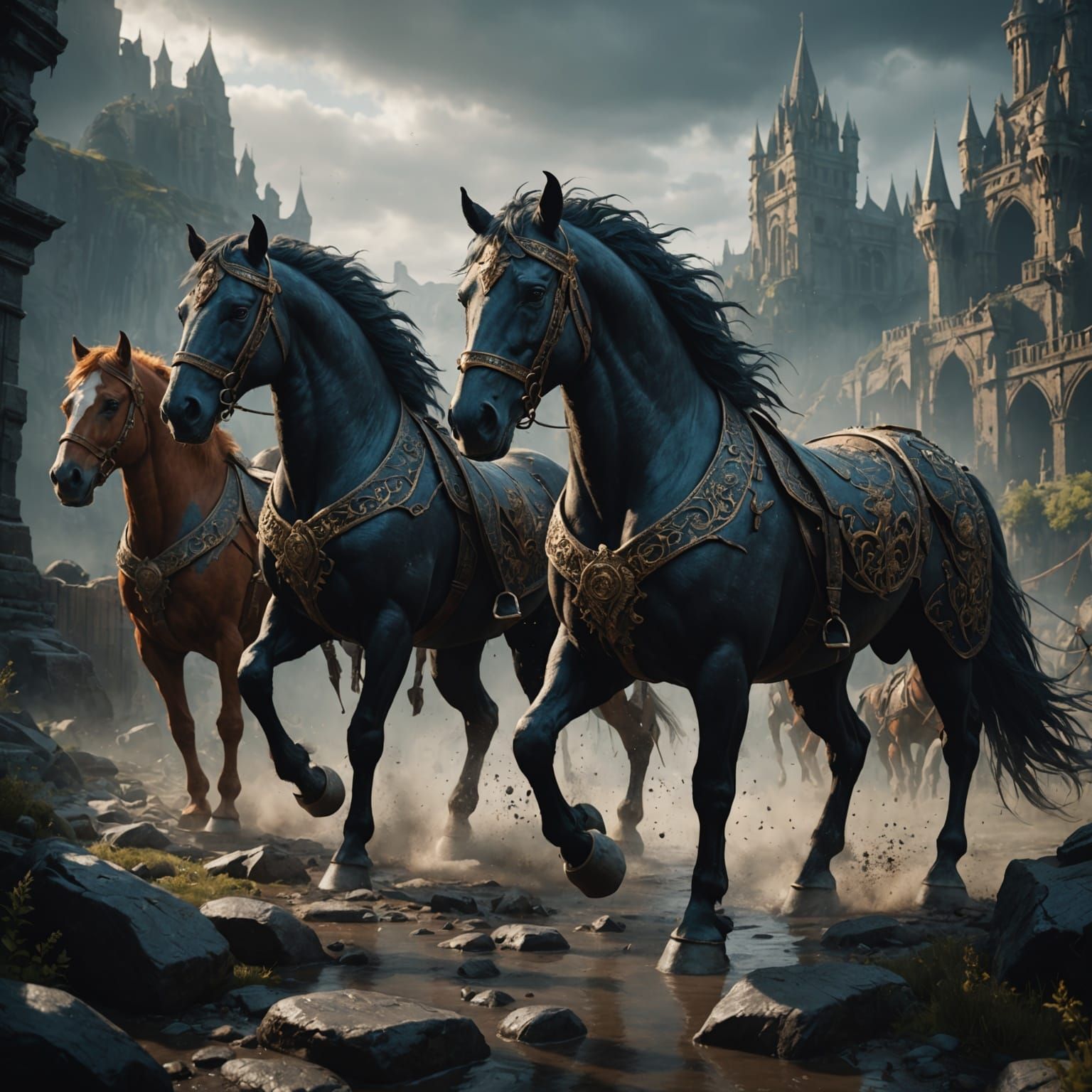 Medieval Horses in Detailed Fantasy Art