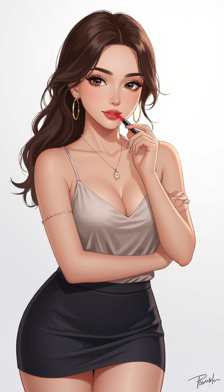 Anime Style Art of a Beautiful Latina Woman
