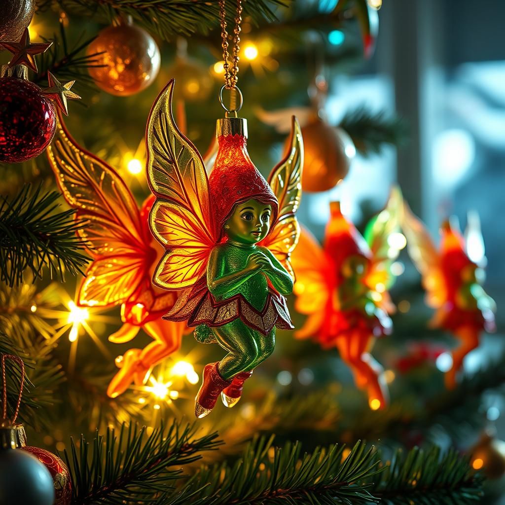 Enchanted Christmas Tree with Glass Elf Ornaments