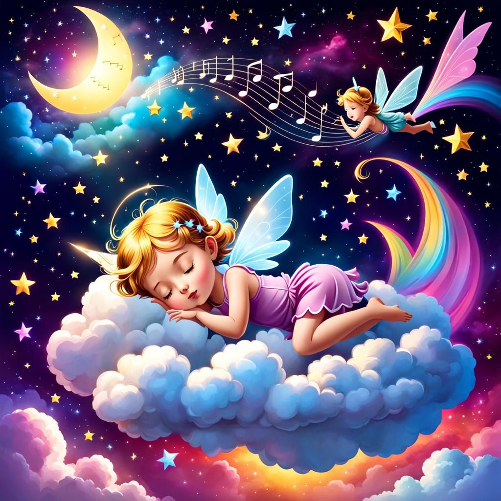 Sleeping little angel on the cloud.