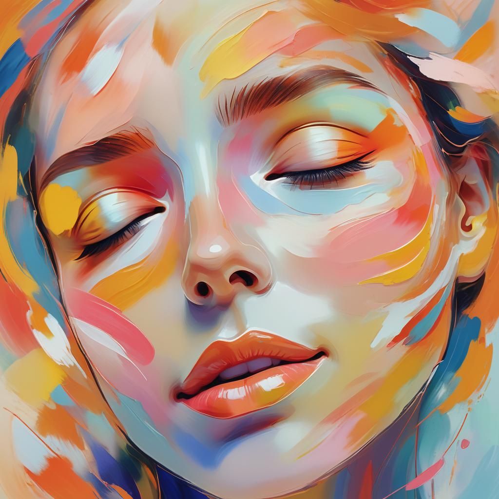 Abstract Woman's Face in Fauvist Style