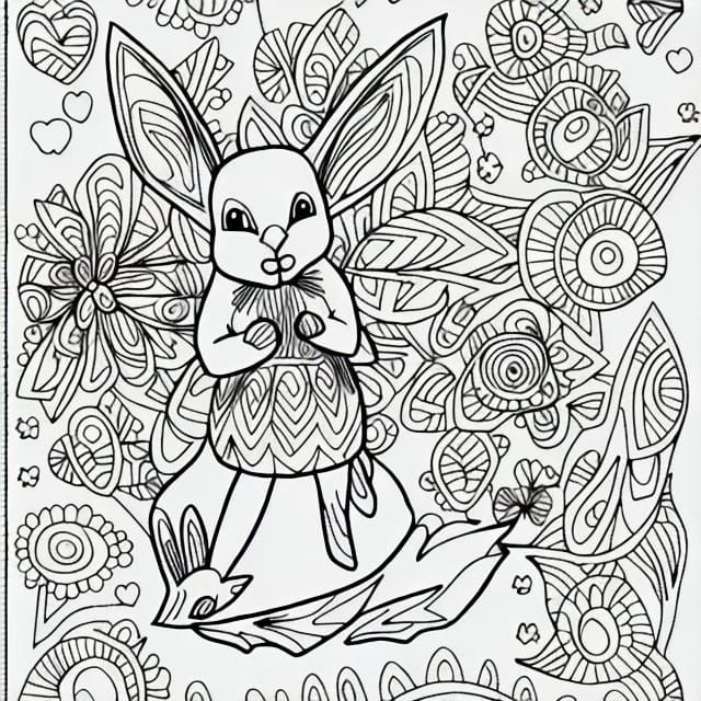 Bat Bunny Coloring Book Page Outline