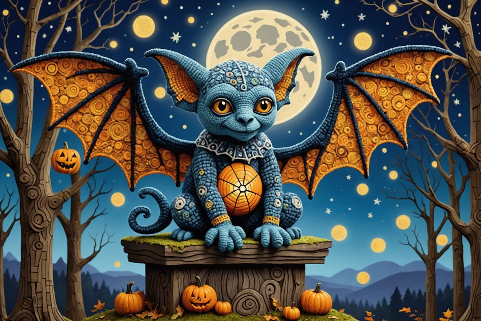 Halloween Gargoyle in Cubist Crochet Style