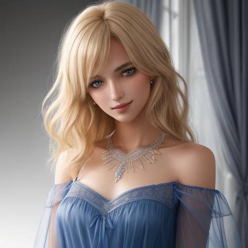 Sensual Blonde Woman with Blue Eyes: Hyperrealistic Portrait