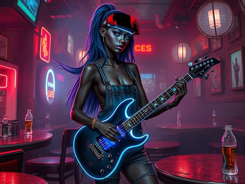 cyberpunk guitar girl #03